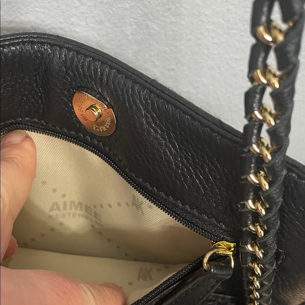 Aimee Kestenberg Black Leather Crossbody Bag with Gold Tassel - Picture 4 of 10